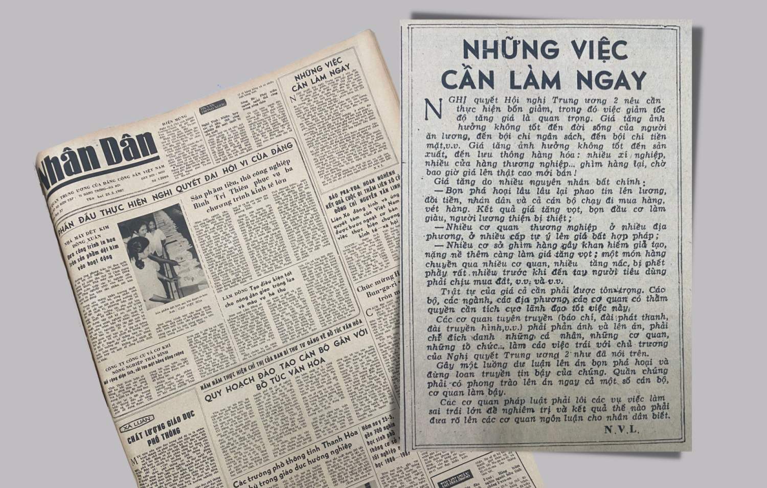 Bài viết của đồng chí Nguyễn Văn Linh trên Báo Nhân Dân đăng ngày 24.5.1987